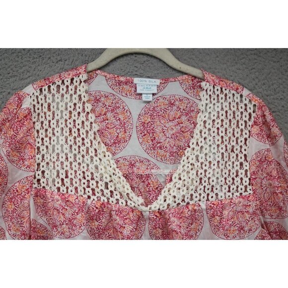 Calypso St Barth 3/4 Sleeve 100% Silk Tunic-Size Large-Crochet - Picture 6 of 10